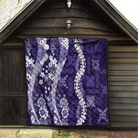Hawaii Puakenikeni and Maile Lei Quilt Purple Japanese Wave Style - Polynesian Pride