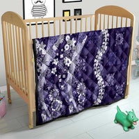 Hawaii Puakenikeni and Maile Lei Quilt Purple Japanese Wave Style - Polynesian Pride