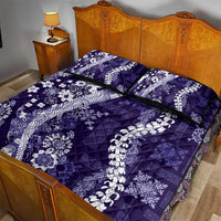Hawaii Puakenikeni and Maile Lei Quilt Bed Set Purple Japanese Wave Style - Polynesian Pride