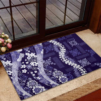 Hawaii Puakenikeni and Maile Lei Rubber Doormat Purple Japanese Wave Style - Polynesian Pride