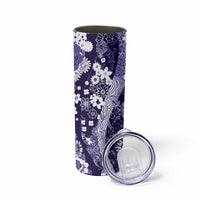 Hawaii Puakenikeni and Maile Lei Skinny Tumbler Purple Japanese Wave Style - Polynesian Pride