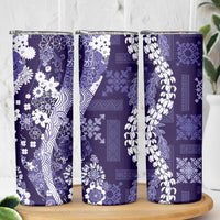 Hawaii Puakenikeni and Maile Lei Skinny Tumbler Purple Japanese Wave Style - Polynesian Pride