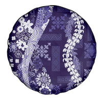 Hawaii Puakenikeni and Maile Lei Spare Tire Cover Purple Japanese Wave Style - Polynesian Pride