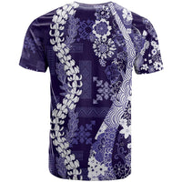 Hawaii Puakenikeni and Maile Lei T Shirt Purple Japanese Wave Style - Polynesian Pride
