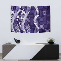 Hawaii Puakenikeni and Maile Lei Tapestry Purple Japanese Wave Style - Polynesian Pride