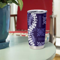 Hawaii Puakenikeni and Maile Lei Tumbler Cup Purple Japanese Wave Style - Polynesian Pride
