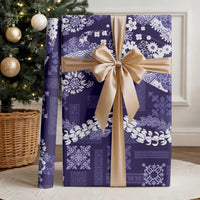 Hawaii Puakenikeni and Maile Lei Wrapping Paper Purple Japanese Wave Style - Polynesian Pride