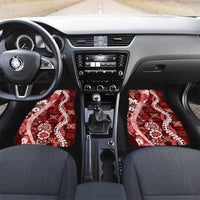Hawaii Puakenikeni and Maile Lei Car Mats Red Japanese Wave Style - Polynesian Pride