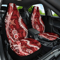 Hawaii Puakenikeni and Maile Lei Car Seat Cover Red Japanese Wave Style - Polynesian Pride