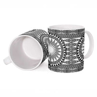 All White Tonga Malo e lelei Ceramic Mug Vintage Ngatu Tribal Pattern - Polynesian Pride