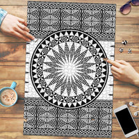 All White Tonga Malo e lelei Puzzle Vintage Ngatu Tribal Pattern - Polynesian Pride