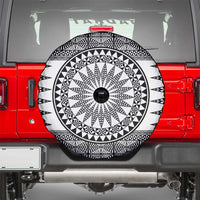 All White Tonga Malo e lelei Spare Tire Cover Vintage Ngatu Tribal Pattern LT9 - Polynesian Pride
