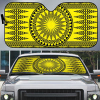 All Yellow Tonga Malo e lelei Auto Sun Shade Vintage Ngatu Tribal Pattern - Polynesian Pride