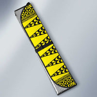 All Yellow Tonga Malo e lelei Auto Sun Shade Vintage Ngatu Tribal Pattern - Polynesian Pride