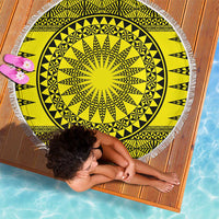 All Yellow Tonga Malo e lelei Beach Blanket Vintage Ngatu Tribal Pattern - Polynesian Pride