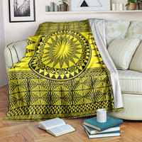 All Yellow Tonga Malo e lelei Blanket Vintage Ngatu Tribal Pattern - Polynesian Pride