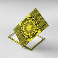 All Yellow Tonga Malo e lelei Canvas Wall Art Vintage Ngatu Tribal Pattern LT9 With Frame Yellow - Polynesian Pride