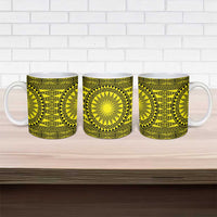 All Yellow Tonga Malo e lelei Ceramic Mug Vintage Ngatu Tribal Pattern - Polynesian Pride
