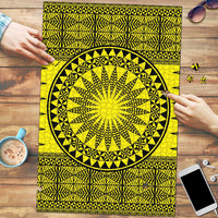 All Yellow Tonga Malo e lelei Puzzle Vintage Ngatu Tribal Pattern - Polynesian Pride