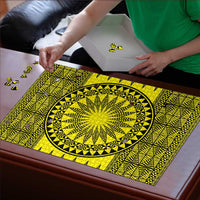 All Yellow Tonga Malo e lelei Puzzle Vintage Ngatu Tribal Pattern - Polynesian Pride