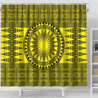 All Yellow Tonga Malo e lelei Shower Curtain Vintage Ngatu Tribal Pattern - Polynesian Pride