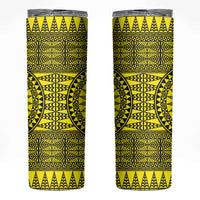 All Yellow Tonga Malo e lelei Skinny Tumbler Vintage Ngatu Tribal Pattern - Polynesian Pride