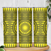 All Yellow Tonga Malo e lelei Skinny Tumbler Vintage Ngatu Tribal Pattern - Polynesian Pride