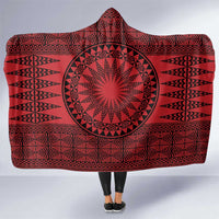 All Red Tonga Malo e lelei Hooded Blanket Vintage Ngatu Tribal Pattern - Polynesian Pride