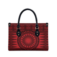All Red Tonga Malo e lelei Leather Bag Vintage Ngatu Tribal Pattern - Polynesian Pride