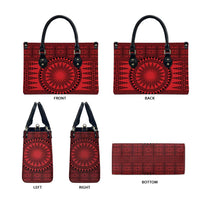 All Red Tonga Malo e lelei Leather Bag Vintage Ngatu Tribal Pattern - Polynesian Pride