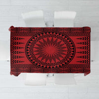 All Red Tonga Malo e lelei Tablecloth Vintage Ngatu Tribal Pattern - Polynesian Pride