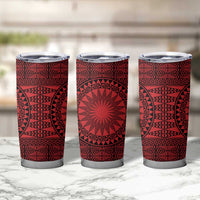 All Red Tonga Malo e lelei Tumbler Cup Vintage Ngatu Tribal Pattern - Polynesian Pride