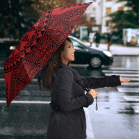 All Red Tonga Malo e lelei Umbrella Vintage Ngatu Tribal Pattern - Polynesian Pride