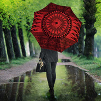 All Red Tonga Malo e lelei Umbrella Vintage Ngatu Tribal Pattern - Polynesian Pride