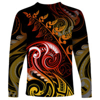 New Zealand Long Sleeve Shirt Aotearoa Kiwi Bird Maori Fern Tattoo Arty LT9 - Polynesian Pride