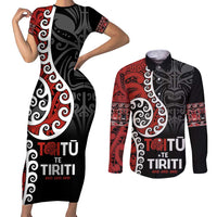 Honour The Treaty New Zealand Couples Matching Short Sleeve Bodycon Dress and Long Sleeve Button Shirt Toitu Te Tiriti Ake!Ake!Ake!