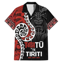 Honour The Treaty New Zealand Family Matching Mermaid Dress and Hawaiian Shirt Toitu Te Tiriti Ake!Ake!Ake! LT9 Dad's Shirt - Short Sleeve Black - Polynesian Pride