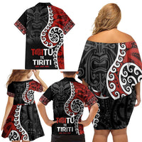 Honour The Treaty New Zealand Family Matching Off Shoulder Short Dress and Hawaiian Shirt Toitu Te Tiriti Ake!Ake!Ake! LT9 - Polynesian Pride