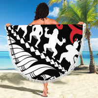 Honour The Treaty New Zealand Personalised Beach Blanket Toitu Te Tiriti Half Fern with Haka dance