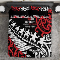Honour The Treaty New Zealand Personalised Bedding Set Toitu Te Tiriti Half Fern with Haka dance