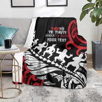 Honour The Treaty New Zealand Personalised Blanket Toitu Te Tiriti Half Fern with Haka dance