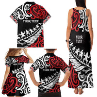 Honour The Treaty New Zealand Personalised Family Matching Tank Maxi Dress and Hawaiian Shirt Toitu Te Tiriti Half Fern with Haka dance LT9 - Polynesian Pride