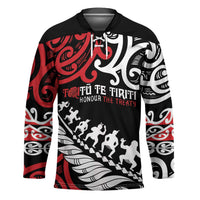 Honour The Treaty New Zealand Personalised Hockey Jersey Toitu Te Tiriti Half Fern Haka Dance LT9 Unisex Red - Polynesian Pride