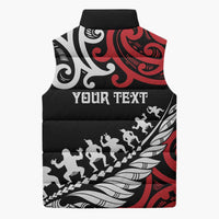 Honour The Treaty New Zealand Personalised Sleeveless Puffer Jacket Toitu Te Tiriti Half Fern Haka Dance - Polynesian Pride