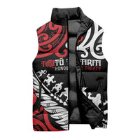 Honour The Treaty New Zealand Personalised Sleeveless Puffer Jacket Toitu Te Tiriti Half Fern Haka Dance - Polynesian Pride