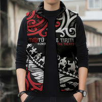 Honour The Treaty New Zealand Personalised Sleeveless Puffer Jacket Toitu Te Tiriti Half Fern Haka Dance - Polynesian Pride