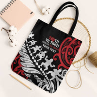 Honour The Treaty New Zealand Personalised Tote Bag Toitu Te Tiriti Half Fern Haka Dance LT9 Black Strap One Size Red - Polynesian Pride
