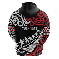 Honour The Treaty New Zealand Personalised Zip Hoodie Toitu Te Tiriti Half Fern with Haka dance