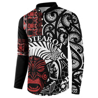 Honour The Treaty New Zealand Personalised Button Sweatshirt Toitu Te Tiriti Indigenous Maori Face LT9 - Polynesian Pride