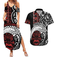 Honour The Treaty New Zealand Personalised Couples Matching Summer Maxi Dress and Hawaiian Shirt Toitu Te Tiriti Indigenous Maori Face
